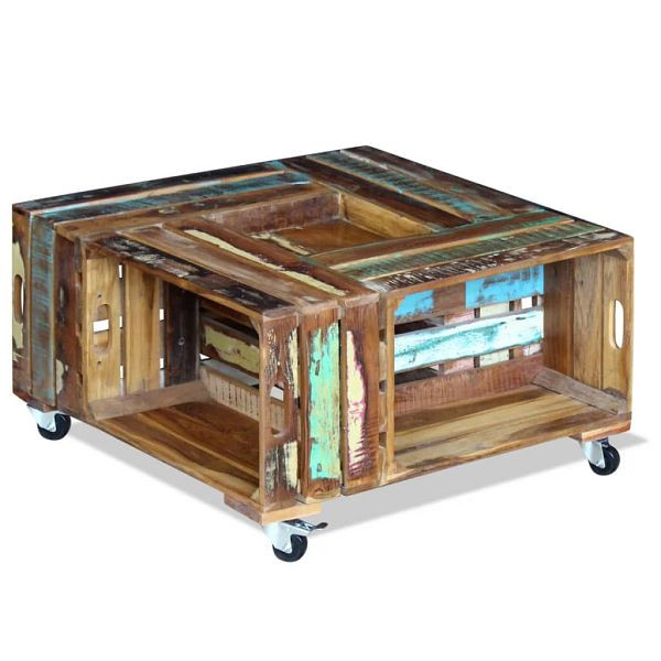 vidaXL Couchtisch Altholz Massiv 70x70x35 cm, Material: Massives Altholz, 243306