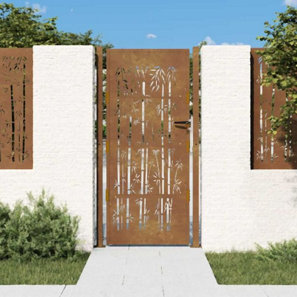 vidaXL Gartentor 105x180 cm Cortenstahl Bambus-Design, 153188