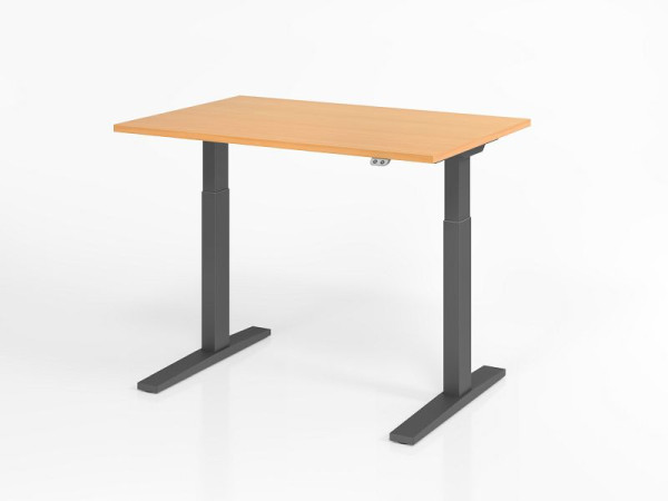 Hammerbacher Schreibtisch XMKA12, 120 x 80 cm, Platte: Buche, 25 mm dick, ABS-Dickkante, Rechteckform, Graphit, VXMKA12/6/G