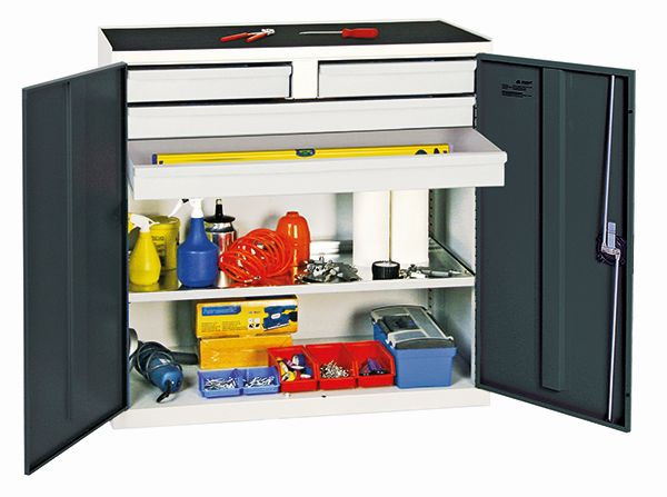 stumpf Werkzeug- und Materialschrank Serie 2000, 7035/7016, 2 Schubladen, 2 Großraumschubladen, 1 Fachboden, 2007471