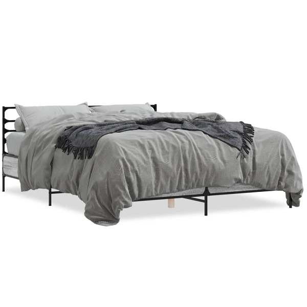 vidaXL Bettgestell Grau Sonoma 160x200 cm Holzwerkstoff und Metall, 3280055