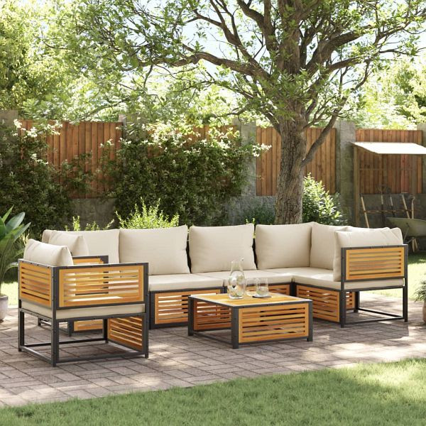 vidaXL 7-tlg. Garten-Sofagarnitur mit Kissen Massivholz Akazie, 3214915