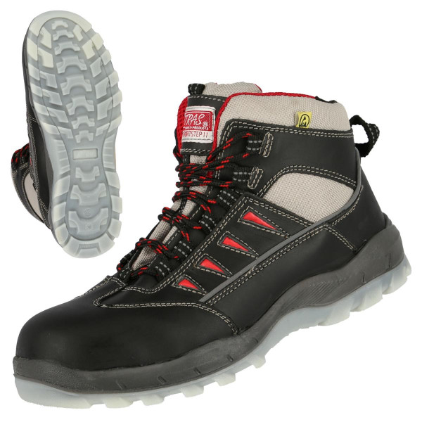 NITRAS SPORT STEP MID, S3 Sicherheitsstiefel, strapazierfähiges Vollleder, schwarz, Größe: 37, VE: 10 Paar, 7301-37