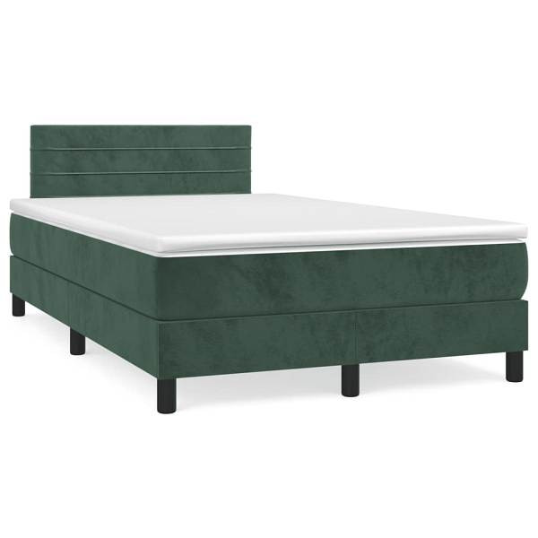 vidaXL Boxspringbett mit Matratze Dunkelgrün 120x190 cm Samt, 3269846