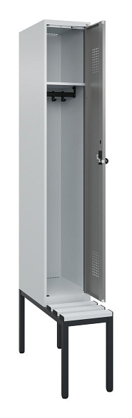 C+P Spind Evolo PLUS, 1 Abteile, 2120x300x815mm, 7035/0004, Haken 3, Drehriegel, Sitzfläche Kunststoff, Sitzbank, 0490507-10 S10068