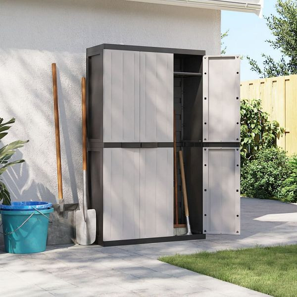 vidaXL Gartenschrank Grau und Schwarz 97x37x165 cm PP, 364203