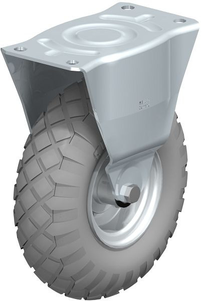 Blickle B-P 267R-SG Stahlblech-Bockrolle, mittelschwere Ausführung, mit Anschraubplatte, Luftreifen, Grau, 516377