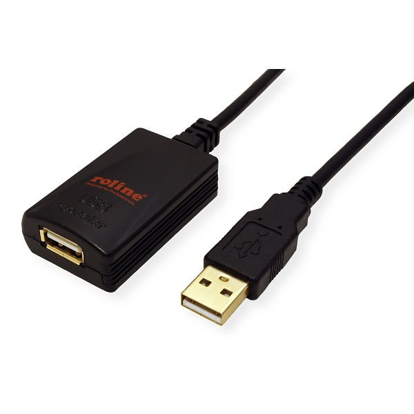 ROLINE USB 2.0 Verlängerung, schwarz, 5 m, 12.04.1089