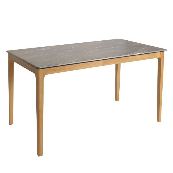 Mendler Esszimmertisch HWC-M55, Tisch Esstisch, Massiv-Holz HDF Laminat Melamin 135x80cm, Marmor/Stein-Optik, helle Beine, 104642
