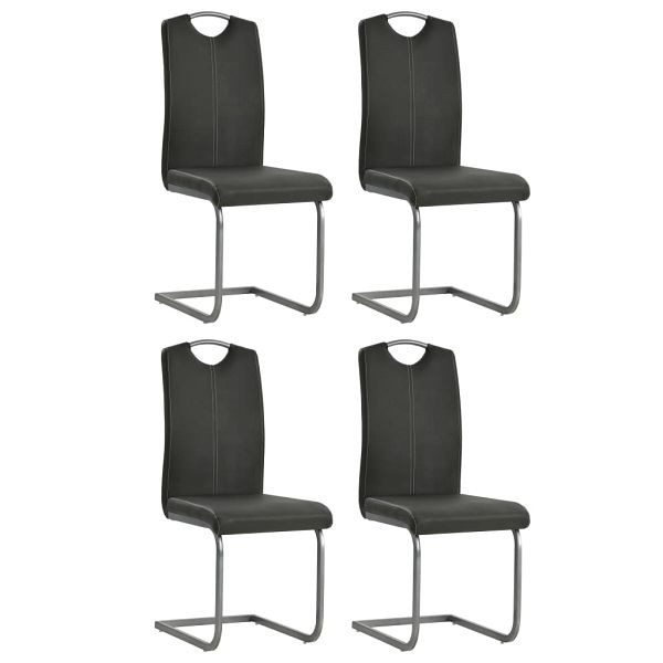 vidaXL Freischwinger 4 Stück Grau Kunstleder, Material: Baumwolle: 5%, PVC: 95%, 246192