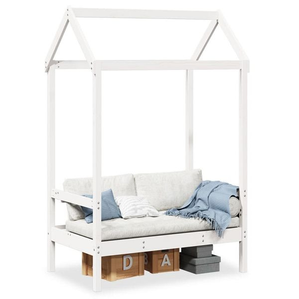 vidaXL Bank mit Dach Weiß 117,5x70x176,5 cm Massivholz Kiefer, 846995