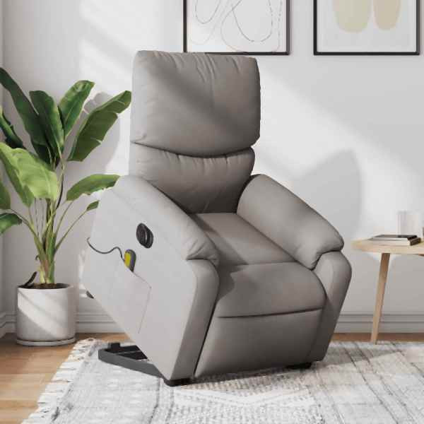 vidaXL Elektrischer Massagesessel mit Aufstehhilfe Taupe Stoff, 3204868