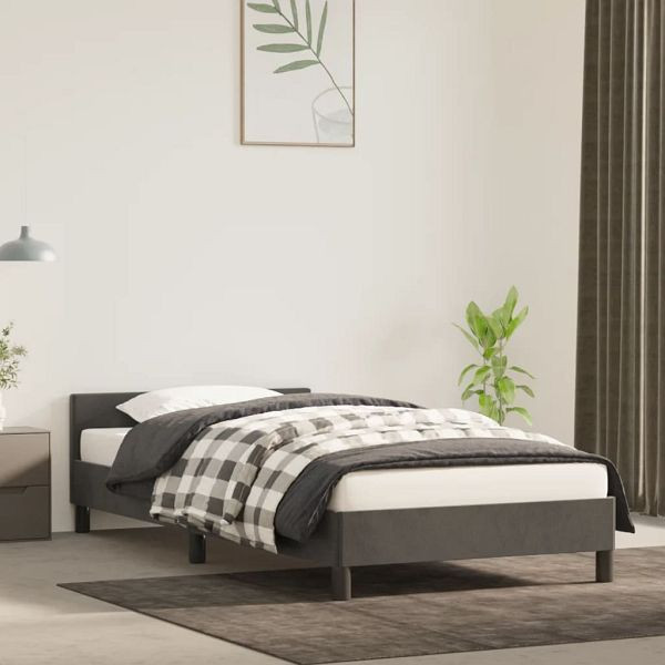 vidaXL Bettgestell mit Kopfteil Dunkelgrau 100x200 cm Samt, 347556