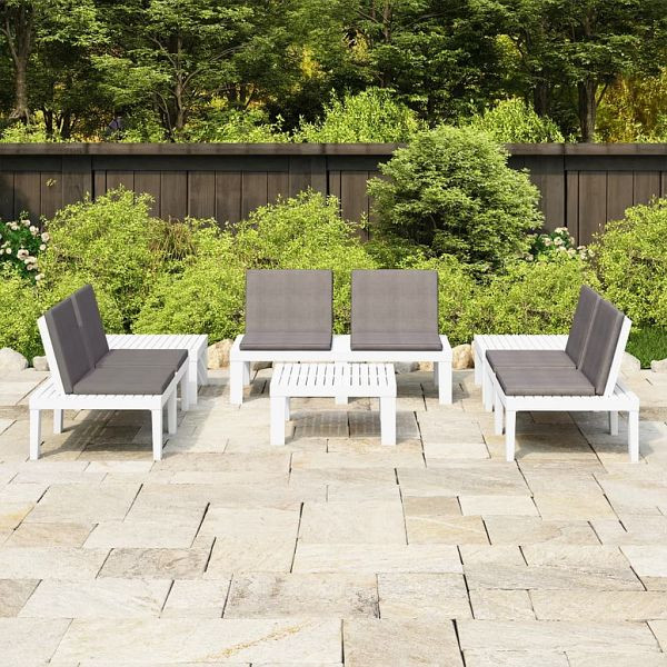 vidaXL 6-teilig Garten-Lounge-Set mit Auflagen Kunststoff Weiß, 3059833