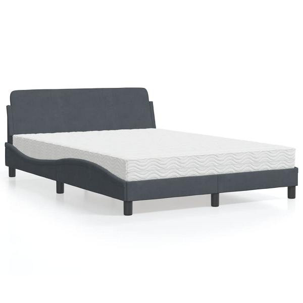 vidaXL Bett mit Matratze Dunkelgrau 140x190 cm Samt, 3208392