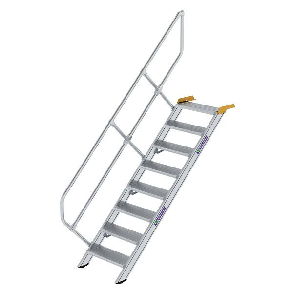 Munk Günzburger Steigtechnik Treppe 45° Stufenbreite 600 mm 8 Stufen Aluminium geriffelt, 600248