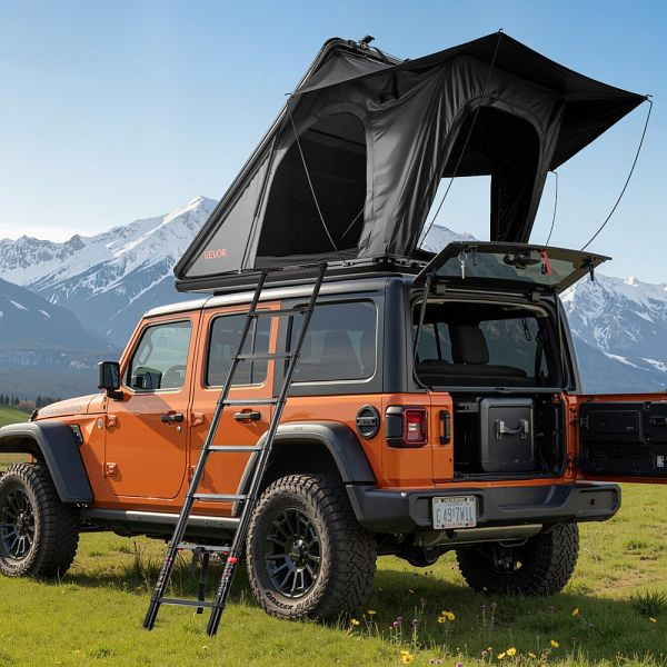 VEVOR Autodachzelt Hartschale 2-3 Personen, Aluminium, LED-Beleuchtung, 1 Fenster, für Jeep/SUV/Pickup, 256x222x152 cm, SBXTCKSMZYL05FASK001V9