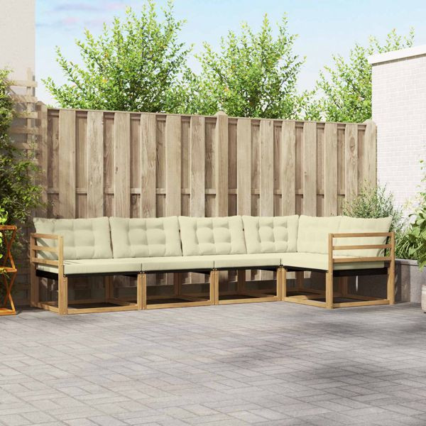 vidaXL Outdoor-Sofagarnitur mit Kissen 5-teilig Weiß und Creme, 3388672