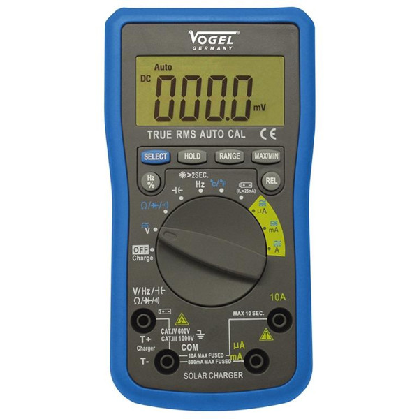 Vogel Germany Digital-Multimeter, IP44, AC 0-750 V / DC 0 - 1000 V, 640384