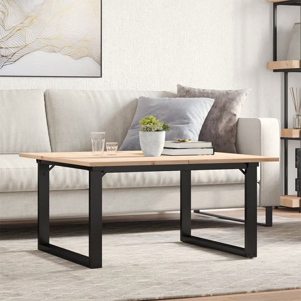 vidaXL Couchtisch O-Gestell 90x90x45cm Massivholz Kiefer und Gusseisen, 3282665