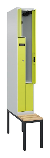 C+P Z-Spind Evolo PLUS, Bank, 2 Fächer, 2120x300x815mm, 7035/0024, Zylinderschloss, Sitzfläche Buche-Hartholz, Sitzbank, 0490537-102 S10042