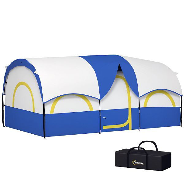 Outsunny Familien-Campingzelt, 2 Schlafzimmer, zentraler Raum, wasserdicht, Blau, A20-476V00DB