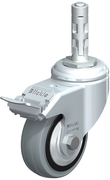 Blickle LKRA-VPA 80K-11-FI-FA-E11 Apparate-Lenkrolle mit Expander & Feststeller, Vollgummi, Grau, 750921