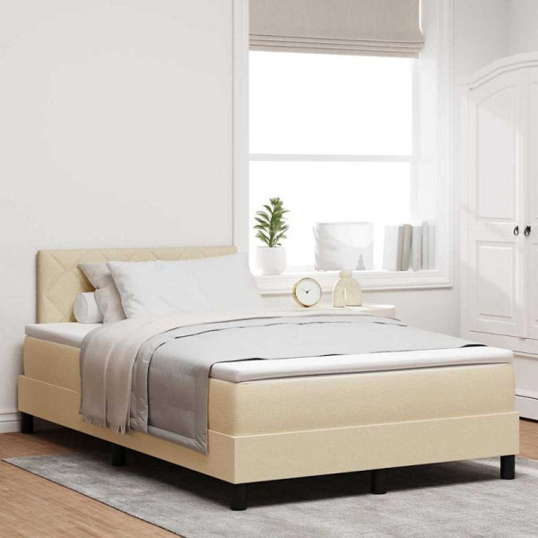 vidaXL Boxspringbett mit Matratze Creme 120 x 190 cm Stoff, 3338753