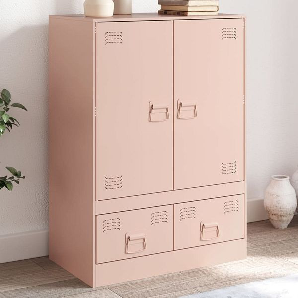 vidaXL Highboard Rosa 67x39x95 cm Stahl, Material: Kaltgewalzter Stahl, 841806