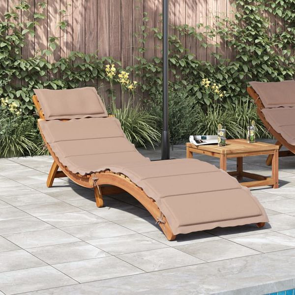 vidaXL Sonnenliege mit Auflage Taupe Massivholz Akazie, 367636