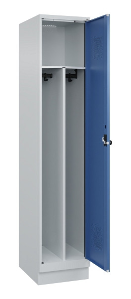 C+P Spind Evolo PLUS, mit Sockel, 1 Abteil, 1950x400x500mm, 7035/5023, Verschluss Drehriegel, 049020-12F S10008