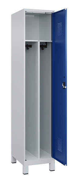 C+P Spind Evolo PLUS, mit Füßen, 1 Abteil, 1950x400x500mm, 7035/5010, Verschluss Zylinderschloss, 049010-12F S10033