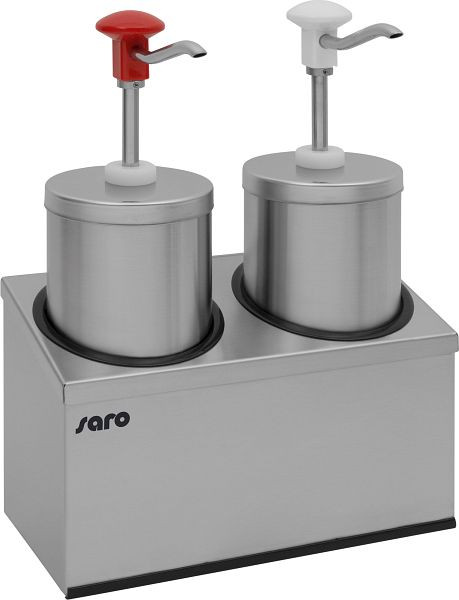 Saro Saucenspender Modell PD-005 inkl. Halter für zwei Saucenspender, Edelstahl, Chrom, Kunststoff, 421-1015