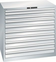 LISTA Schubladenschrank 54x36E (BxTxH) 1023x725x1000mm KEY Lock, Lichtgrau, 10 Schubladen, Traglast Schubladen 75 kg, 78.295.020