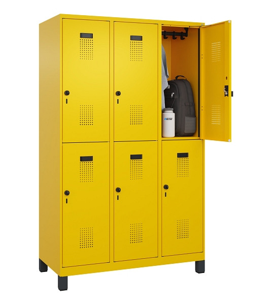 C+P Doppelstöckiger Spind Evolo PLUS, mit Füßen, 6 Fächer, 1950x1200x500mm, 102, Drehriegel, 049310-32 S10022