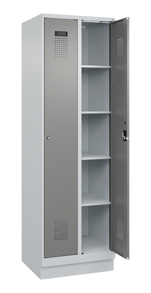 C+P Wäsche-Spind Evolo PLUS, mit Sockel, 2 Abteile, 1950x600x500mm, 7035/0004, Verschluss Zylinderschloss, Ablageböden 8, 049020-20B S10041