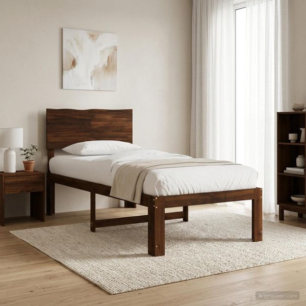 vidaXL Einzelbettgestell mit Kopfteil ROSTOCK Dunkelbraun 90 x 190 cm, 903314