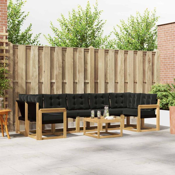 vidaXL Outdoor-Sofagarnitur mit Kissen 8-teilig Weiß und Schwarz, 3389302