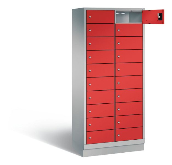 C+P Schließfachschrank Evolo, H1800xB810xT500mm, Farbe: Weißaluminium / feuerrot, 48020-2210 S10172