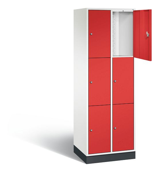 C+P Schließfachschrank Intro, H1950xB620xT490mm, Farbe: Verkehrsweiß / feuerrot, 8370-201 S10098