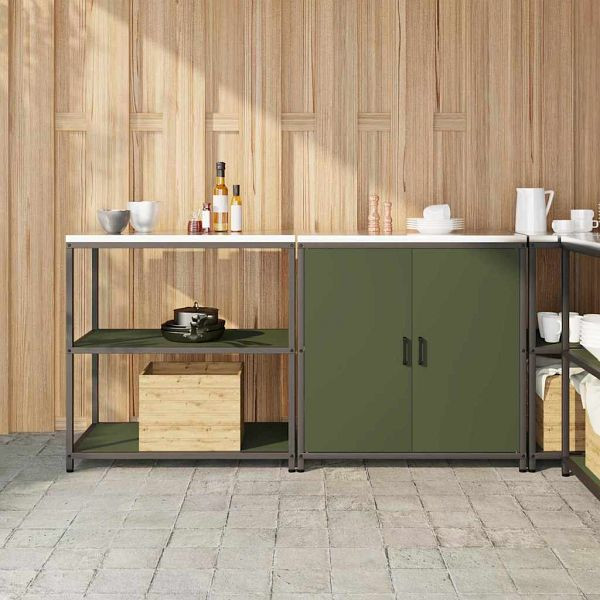 vidaXL Küchenlager-Set Mit Regal 2-teilig Olive Grün 180 x 50 x 92 cm, 3392655