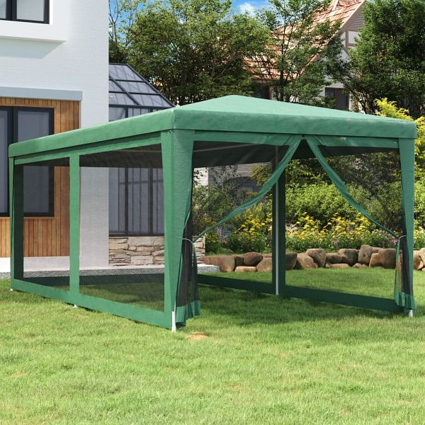 vidaXL Partyzelt mit 6 Mesh-Seitenwänden Grün 3x6 m HDPE, 319238
