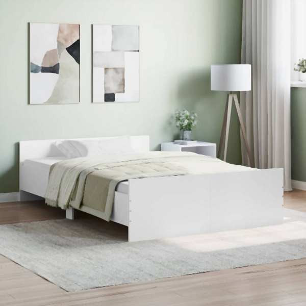vidaXL Bettgestell mit Kopf- und Fußteil Weiß 120x200 cm, 3203740
