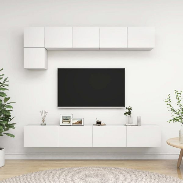 vidaXL 5-tlg. TV-Schrank-Set Weiß Holzwerkstoff, 3078694