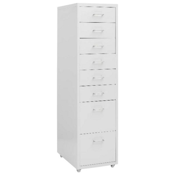 vidaXL Aktenschrank mit Rollen Grau 28x41x109 cm Metall, 335921