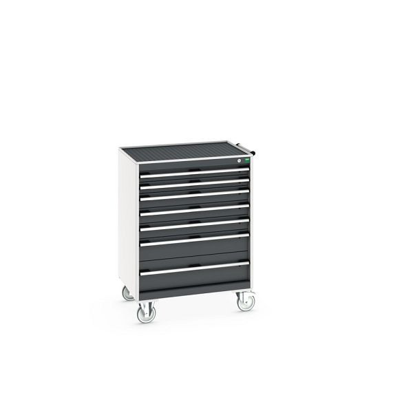 bott cubio Schubladenschrank mobil bestückt, mit 7 Schubladen, BxTxH: 800x650x1085mm, RAL 7035/7016, Anthrazitgrau, 40402065.19V