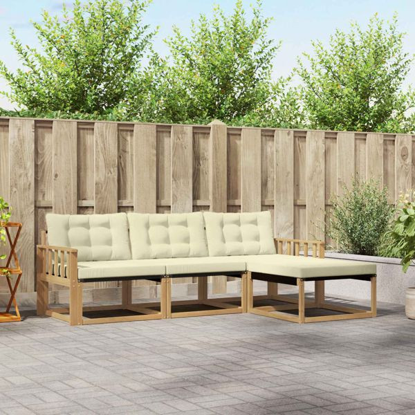 vidaXL Outdoor-Sofagarnitur mit Kissen 4-teilig Weiß und Creme, 3388560