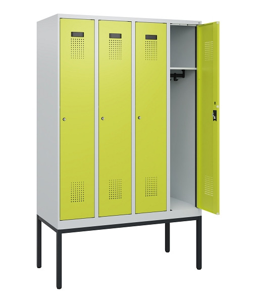 C+P Spind Evolo PLUS, Gestell, 4 Abteile, 1950x1200x500mm, 7035/0024, Zylinderschloss, 0490305-40 S10042