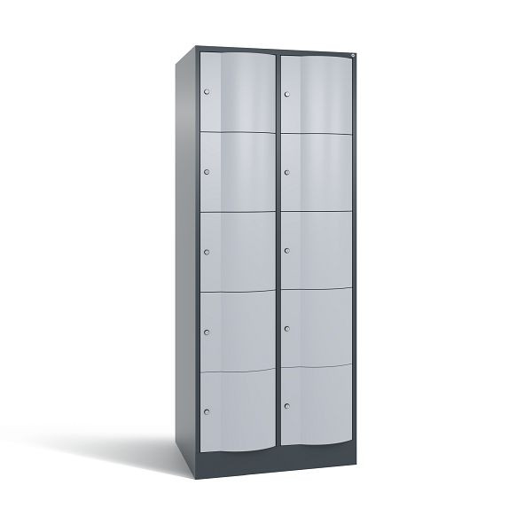 C+P XL-Schließfachschrank Resisto, 10 Fächer, H1950B772T640mm, Anthrazit/Weißalu, 8570-273 S10159