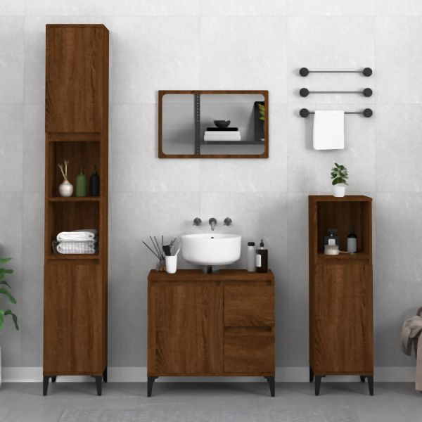 vidaXL Badschrank Braun Eichen-Optik 30x30x100 cm Holzwerkstoff, 819819